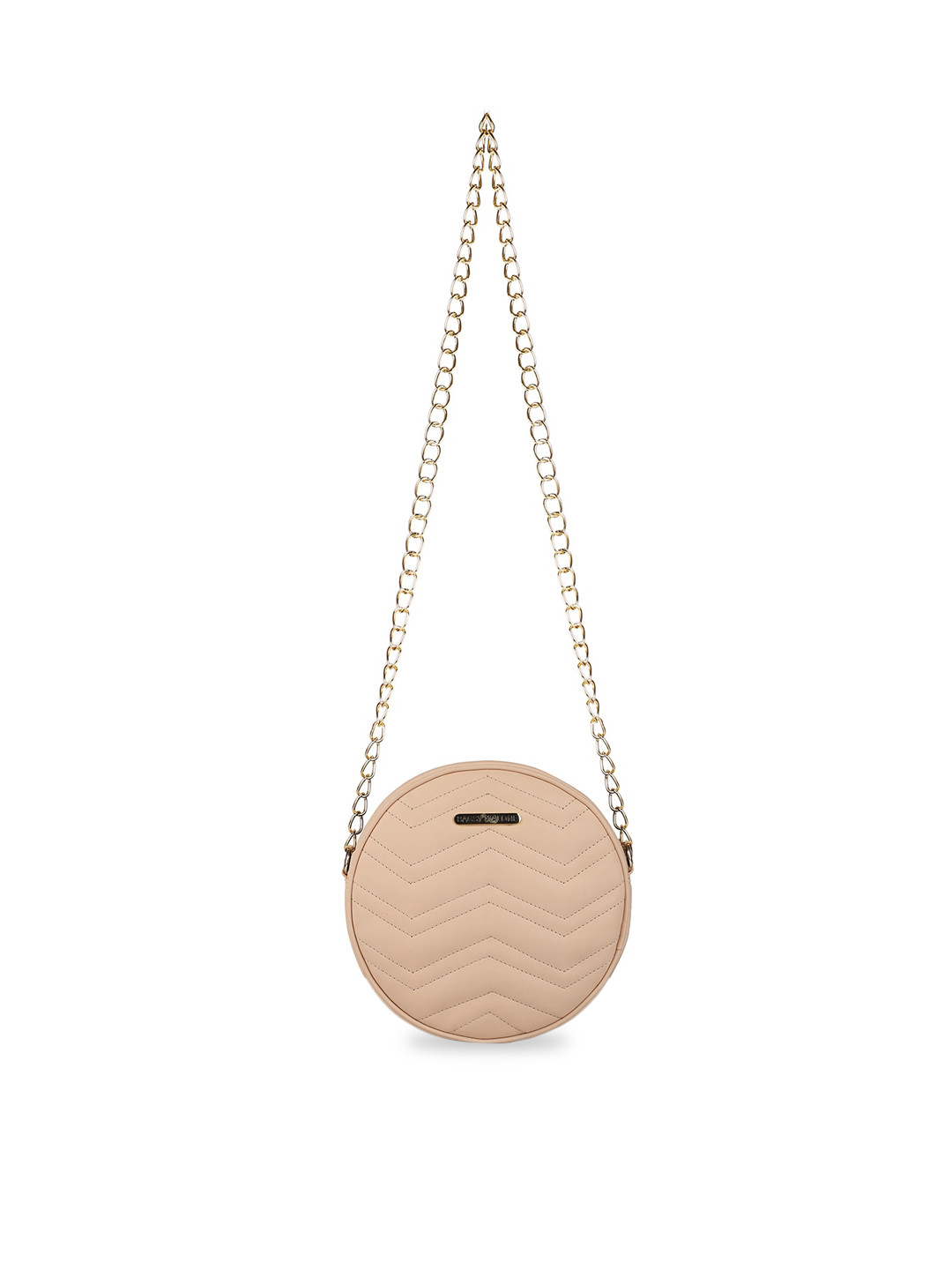 

Bagsy Malone Beige PU Structured Sling Bag with Quilted