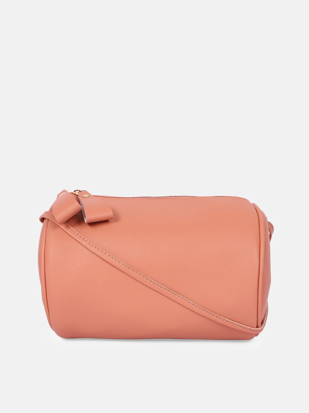 

Bagsy Malone Peach-Coloured PU Structured Sling Bag