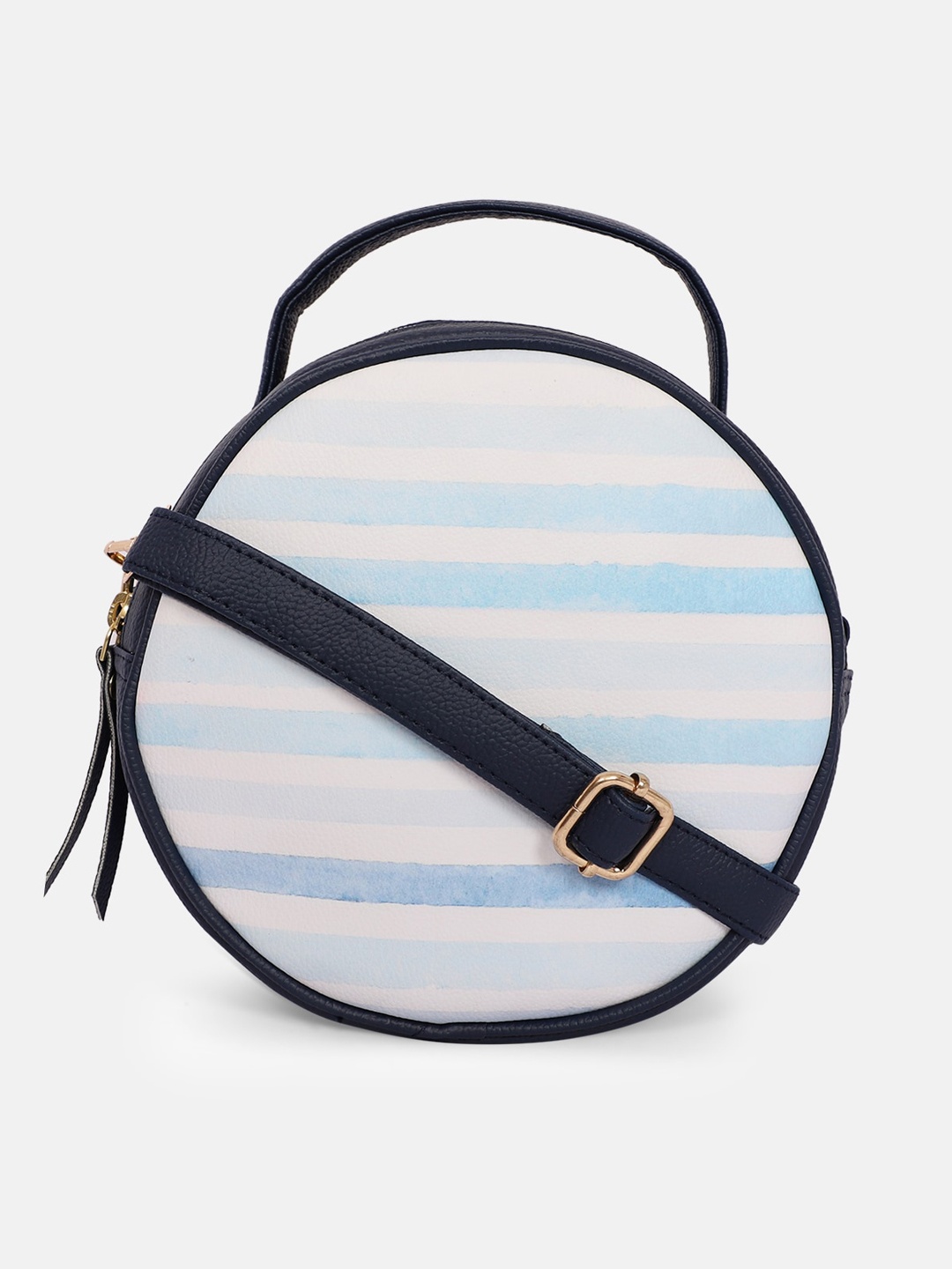 

Bagsy Malone White Striped PU Half Moon Sling Bag