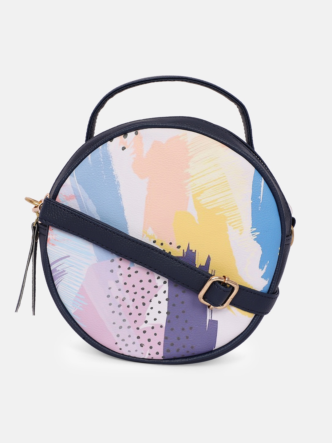 

Bagsy Malone Multicoloured Printed PU Structured Handheld Bag with Cut Work, Multi