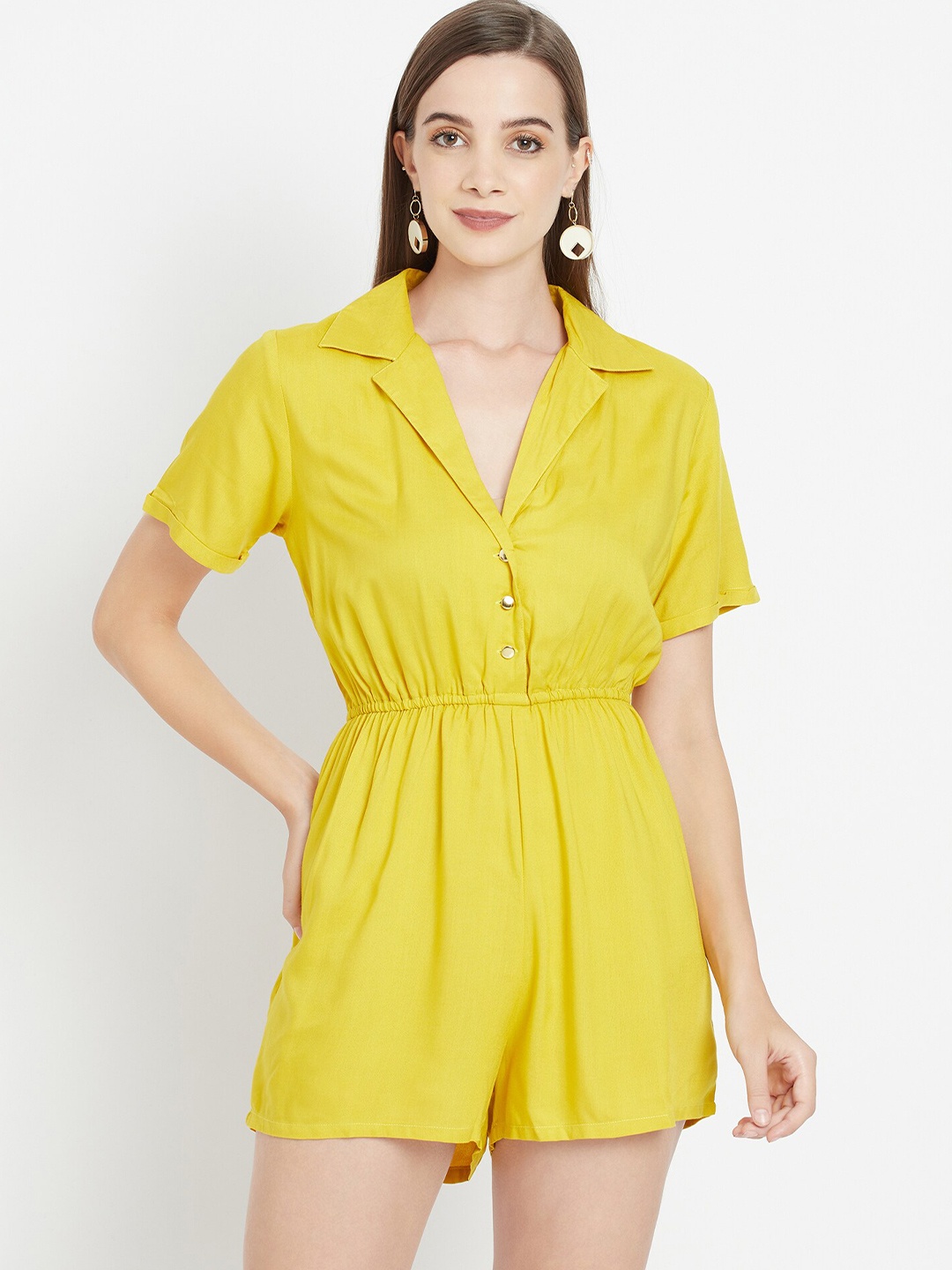 

WESTCLO Women Yellow Solid Playsuit