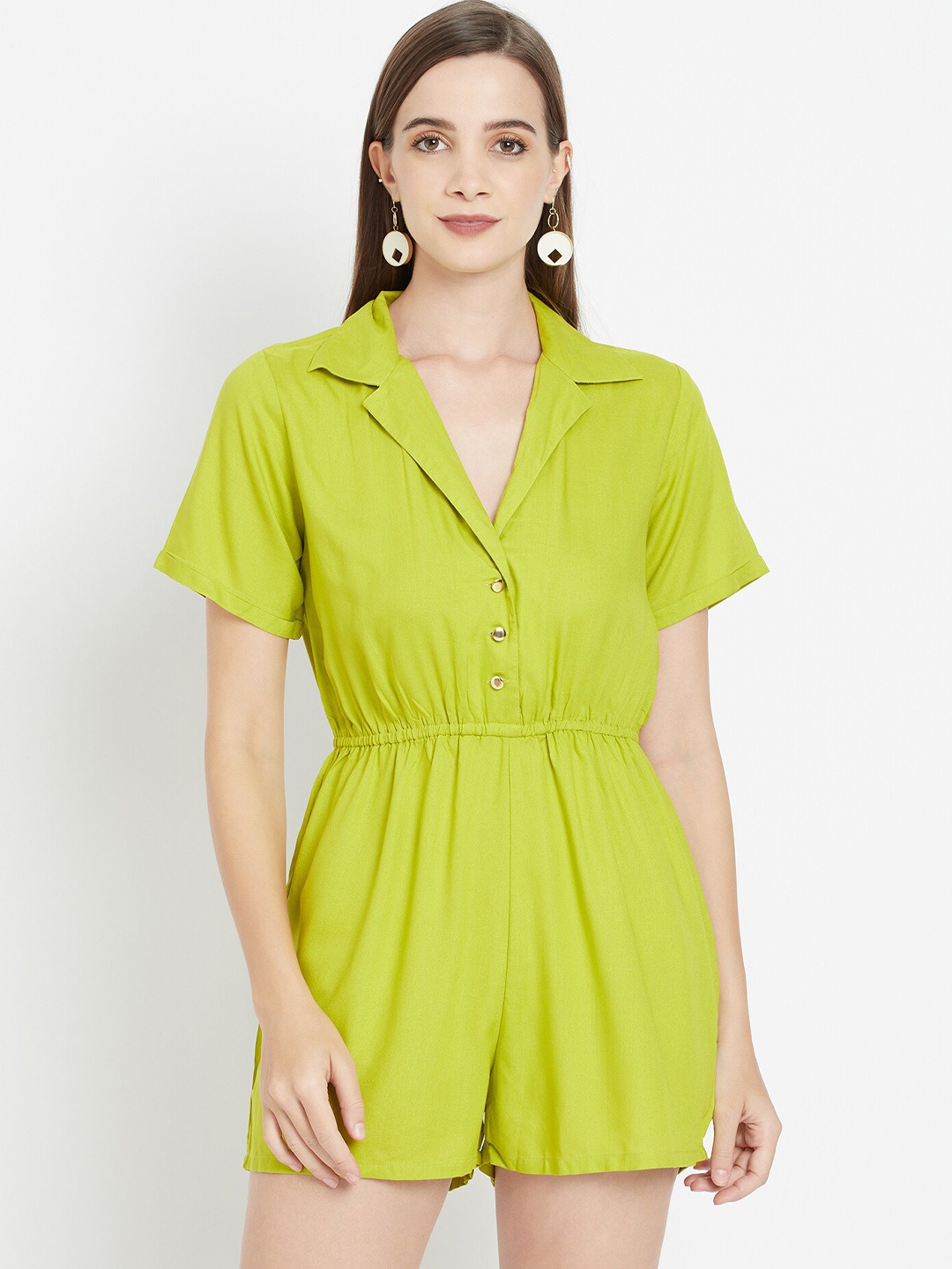 

WESTCLO Women Green Solid Playsuit