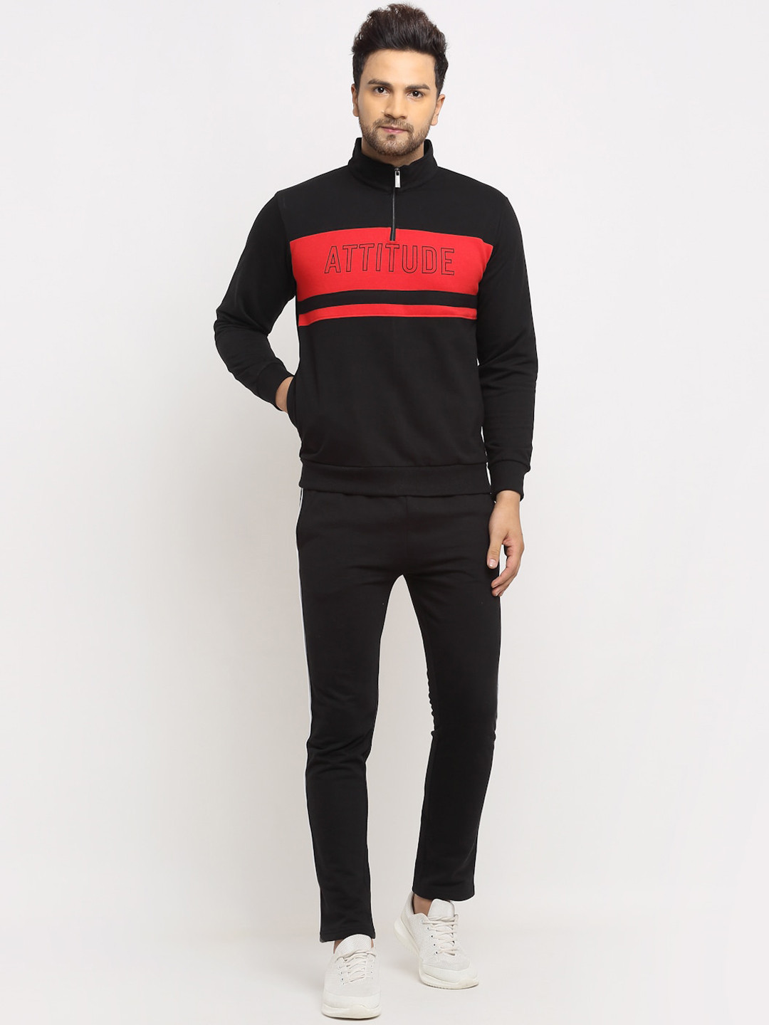

WILD WEST Men Black Colourblocked Winter Tracksuit