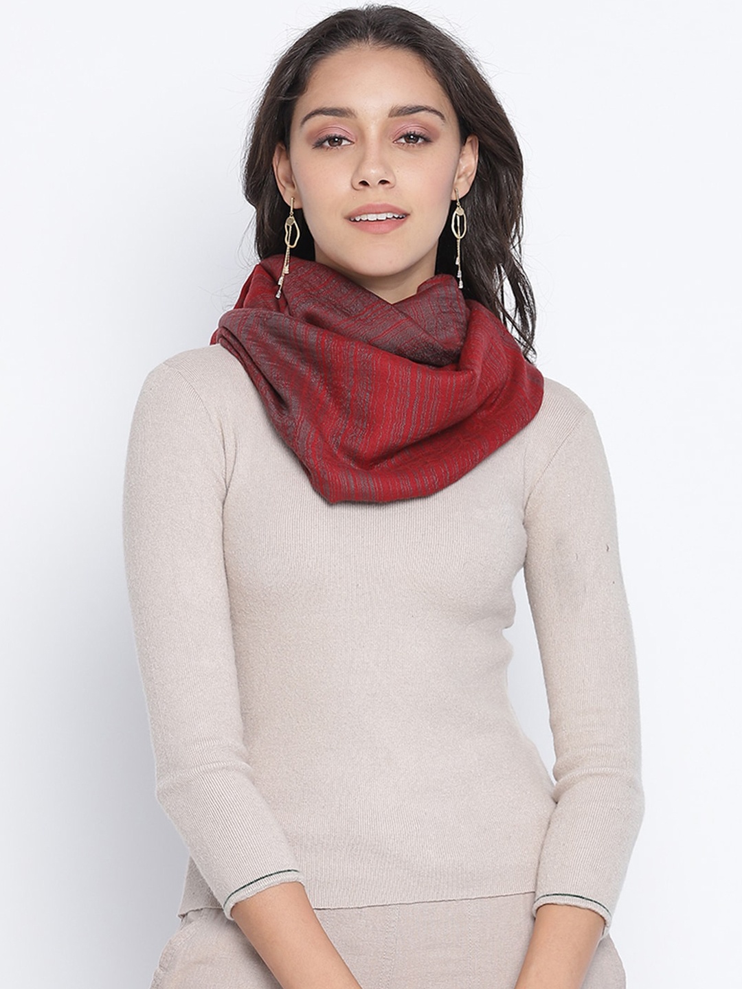 

SHINGORA Women Maroon Woven Design Woolen Shawl