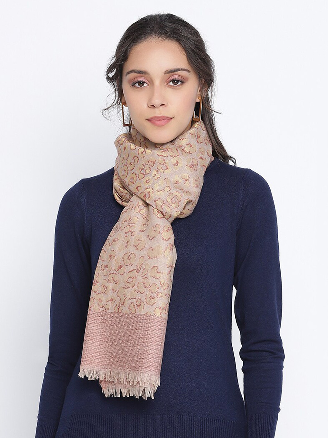 

SHINGORA Women Beige & Brown Woven Design Shawl