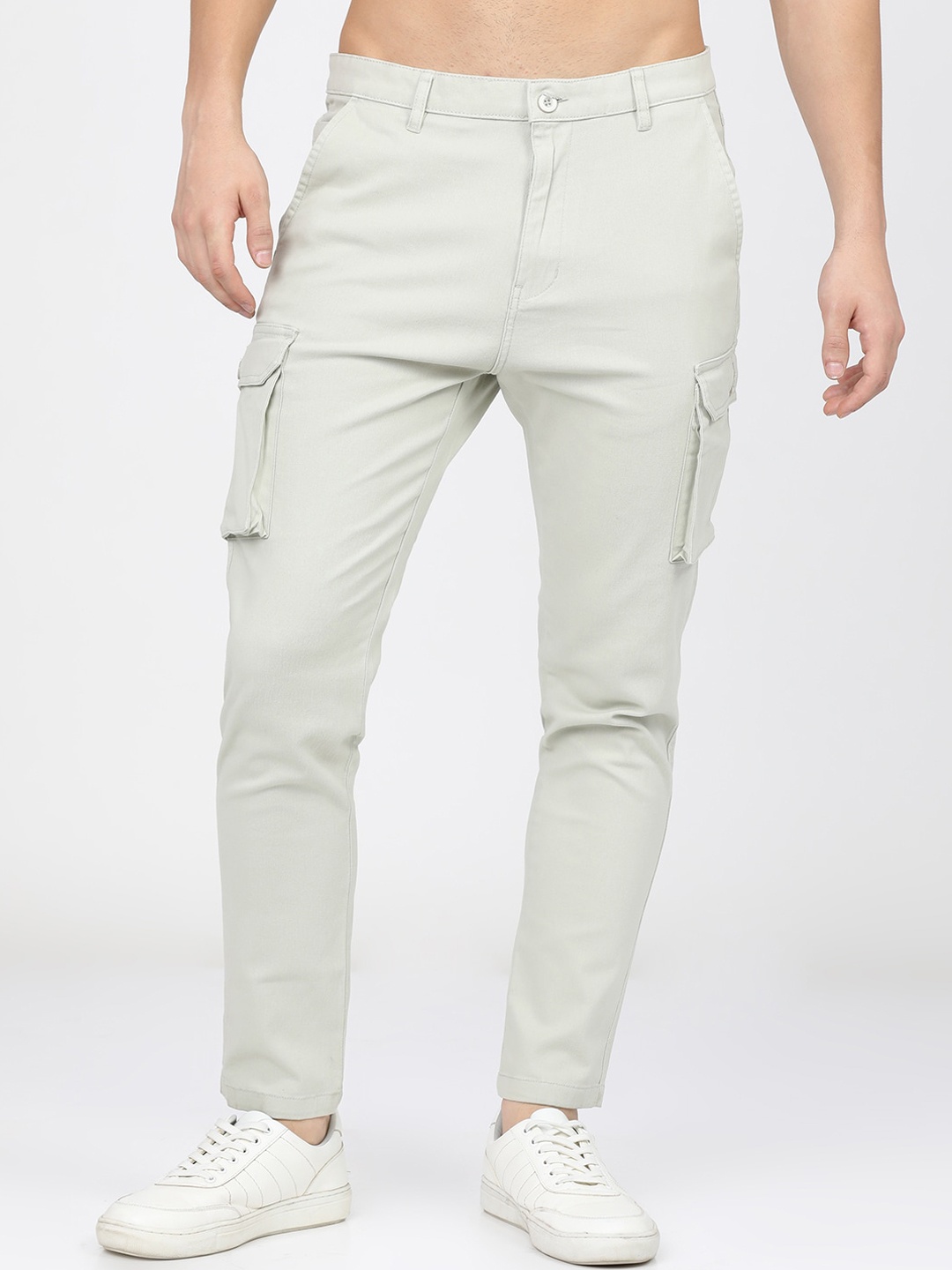 

HIGHLANDER Men Green Slim Fit Easy Wash Cargos Trousers