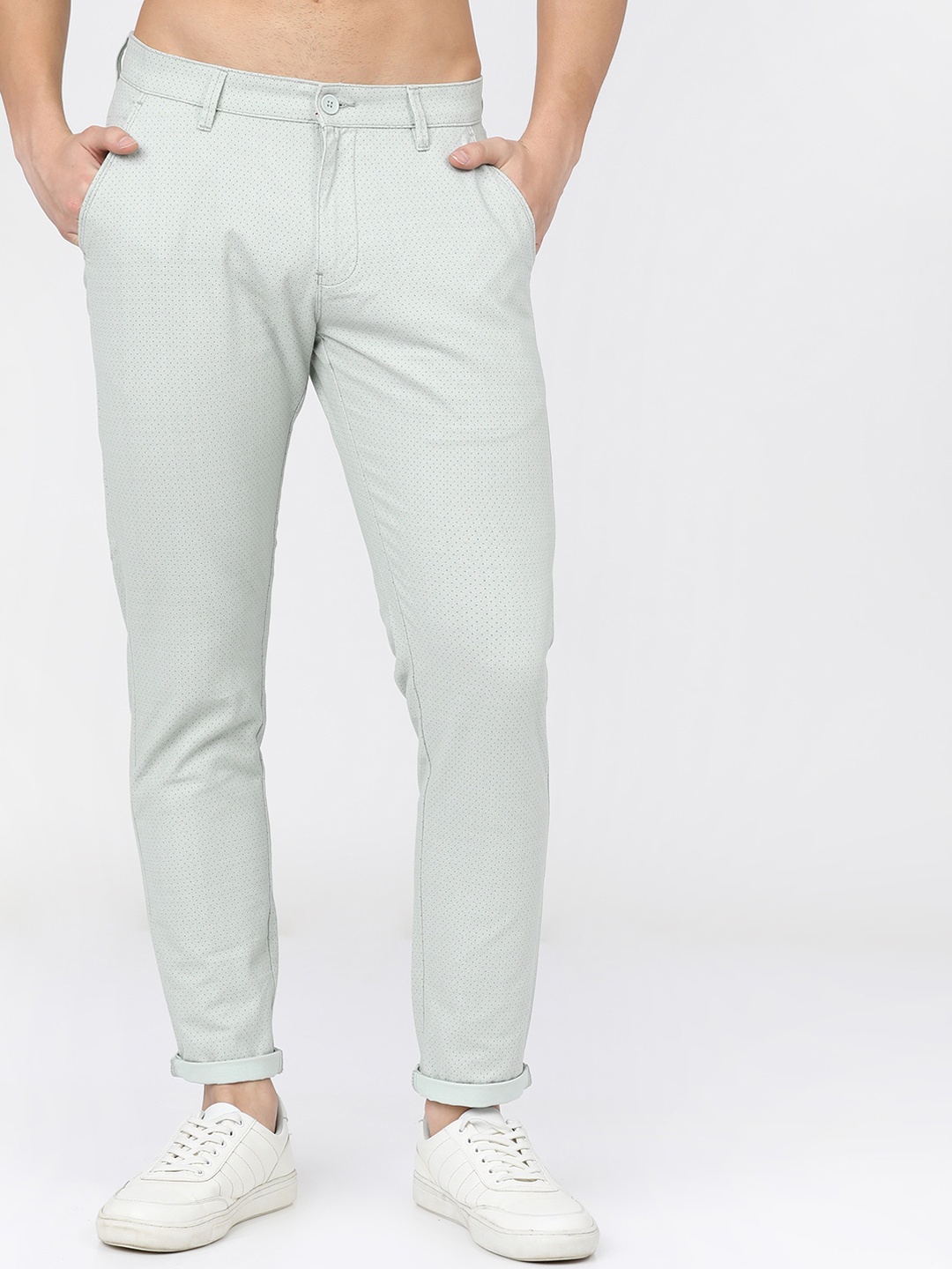 

HIGHLANDER Men Green Slim Fit Easy Wash Chinos Trousers