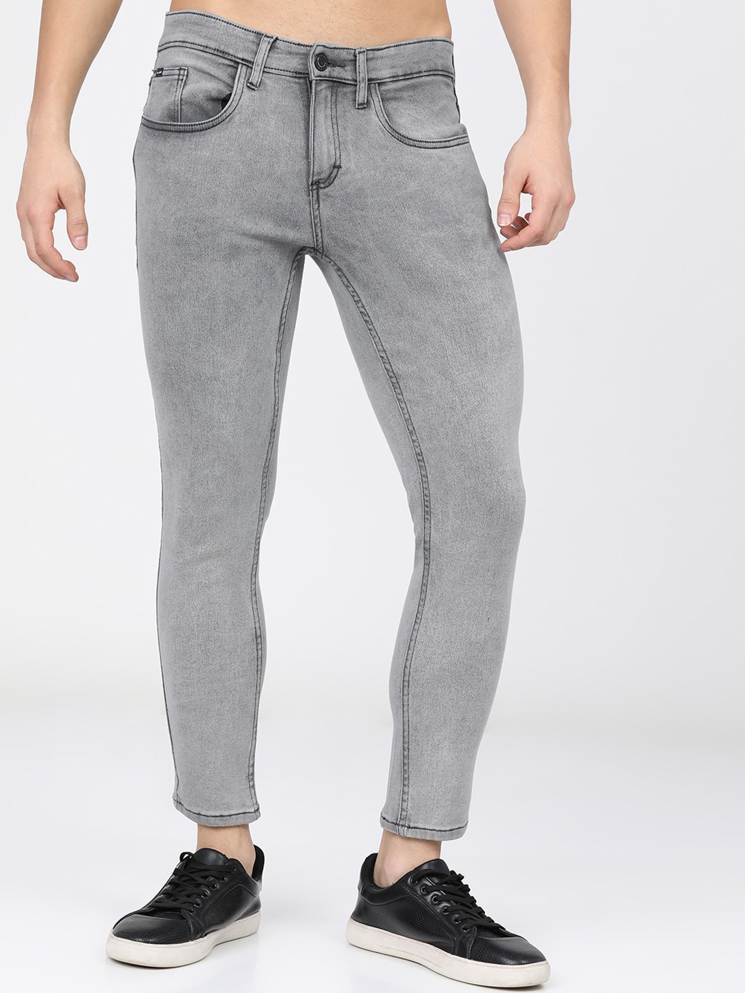 

HIGHLANDER Men Grey Tapered Fit Heavy Fade Stretchable Jeans
