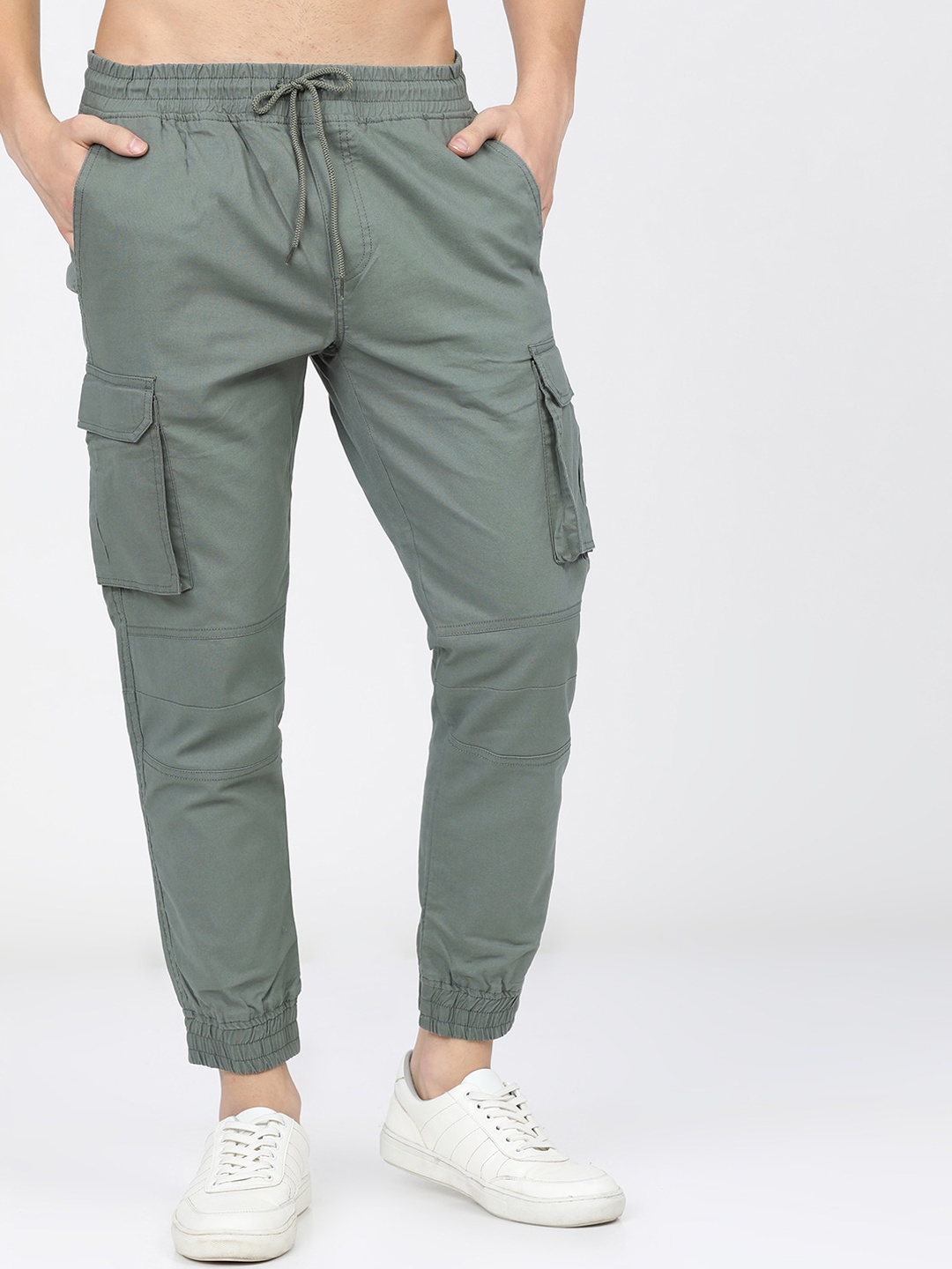 

HIGHLANDER Men Green Slim Fit Easy Wash Joggers Trousers