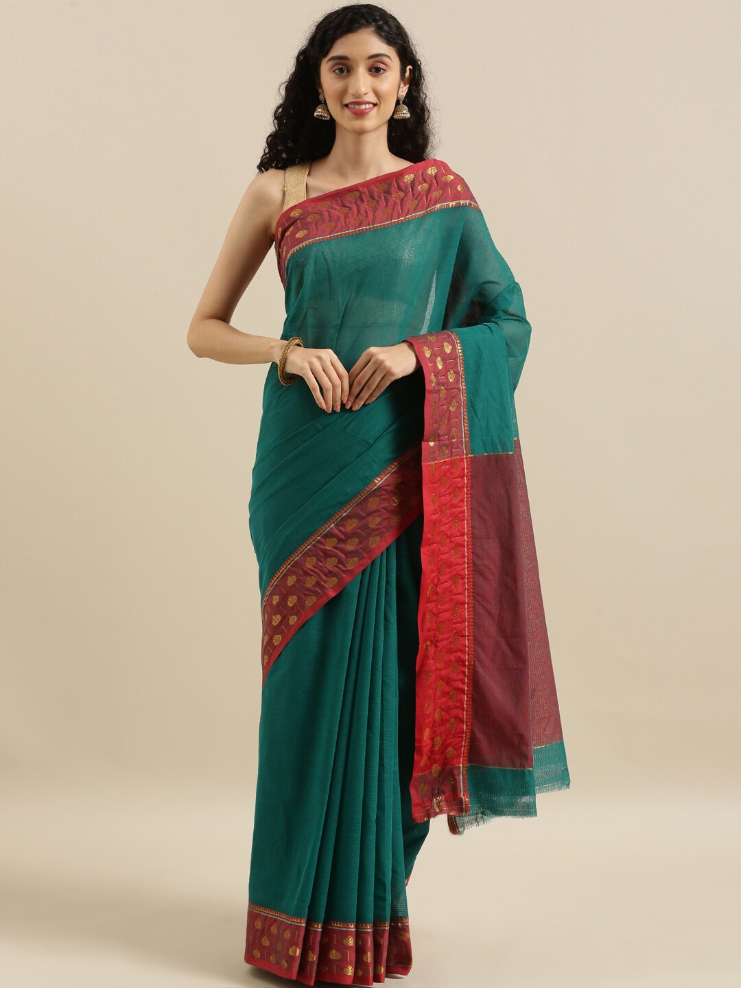 

The Chennai Silks Green & Maroon Banahatti Pure Cotton Saree