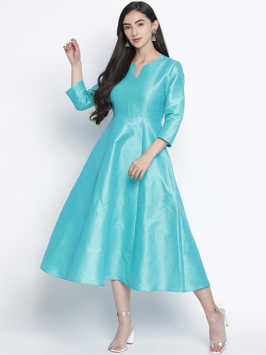 

Oxolloxo Taupe Satin A-Line Midi Dress