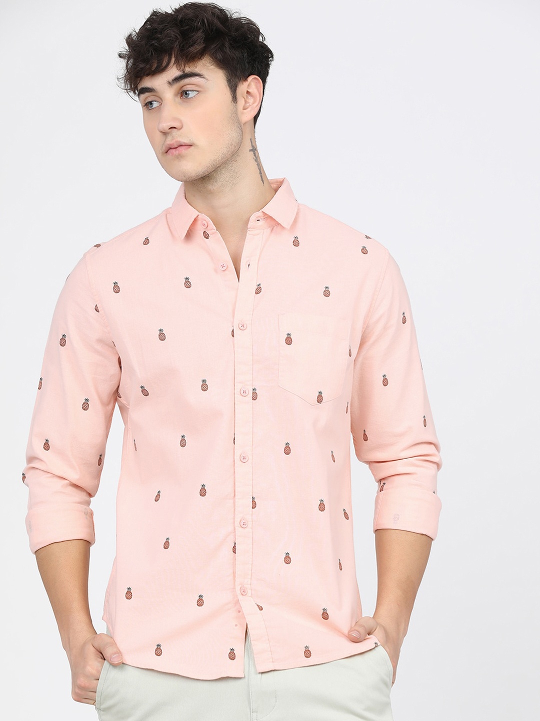 

KETCH Men Pink Slim Fit Printed Casual Shirt