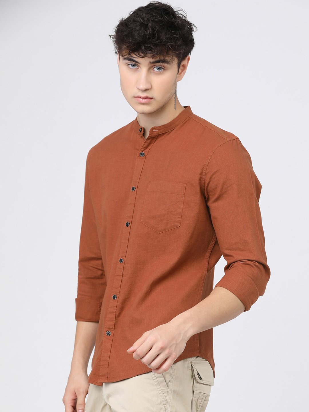 

KETCH Men Solid Slim Fit Cotton Casual Shirt, Rust