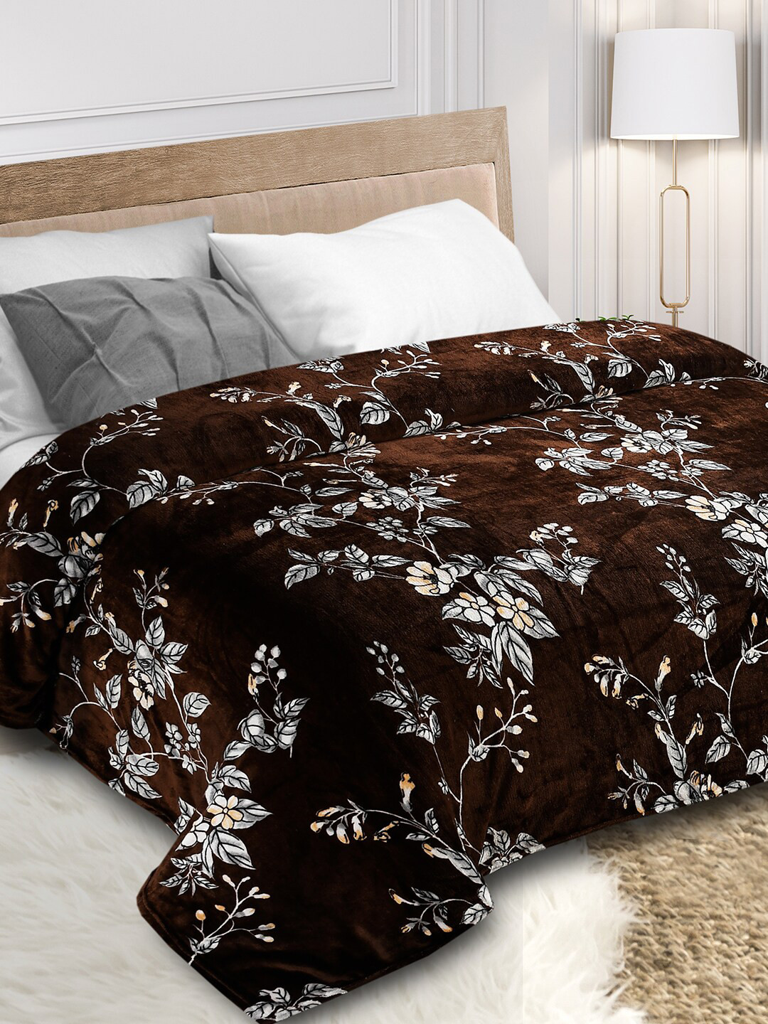 

Florida Brown Floral 210 GSM Double Bed AC Blanket For Mild Winter