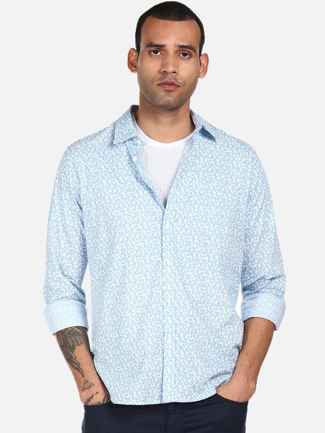 

AD By Arvind Men White Floral Printed Casual Shirt