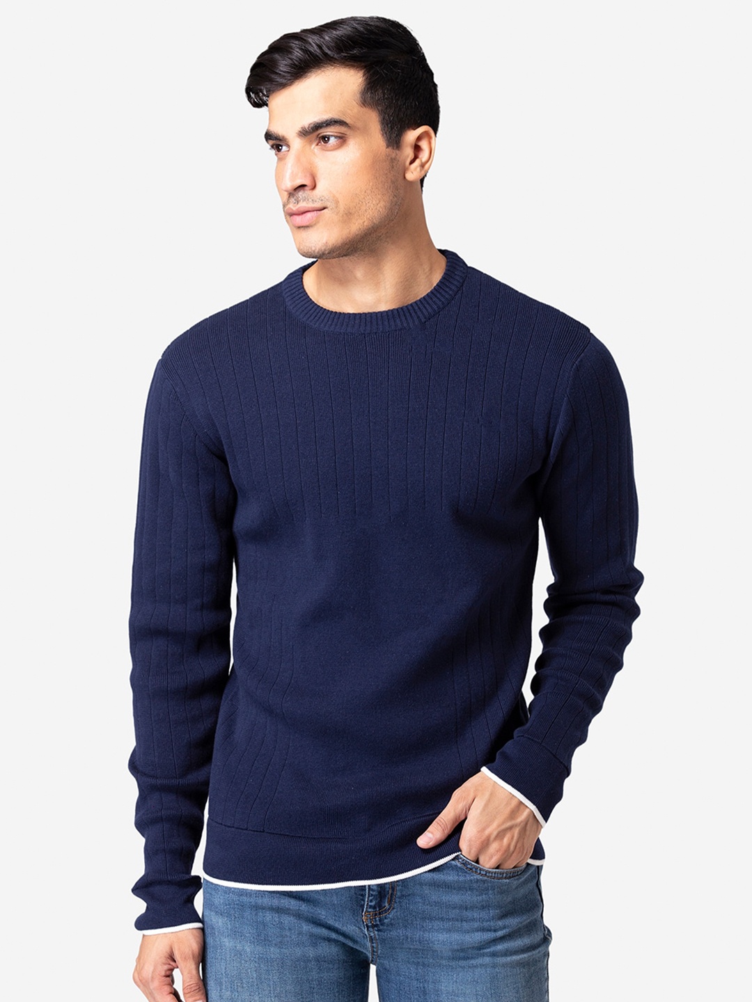 

Allen Cooper Men Navy Blue Pullover