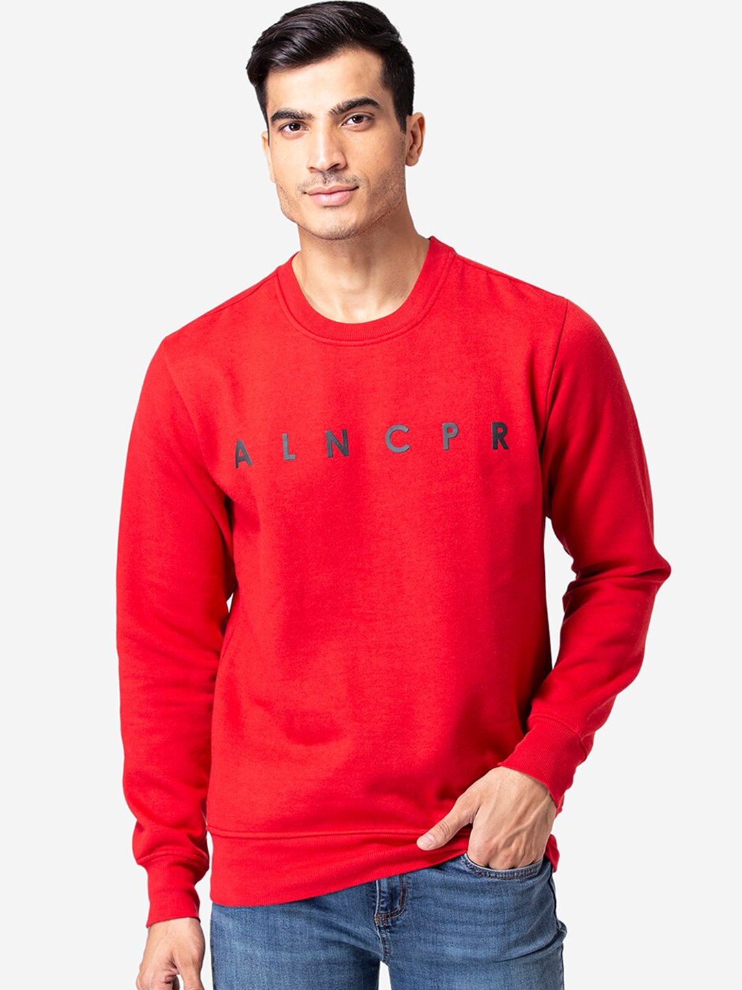 

Allen Cooper Men Red Printed Sweatshirt