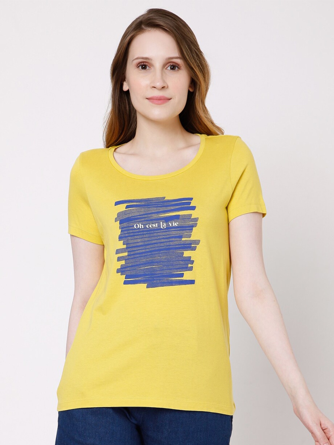 

Vero Moda Women Yellow Printed T-shirt