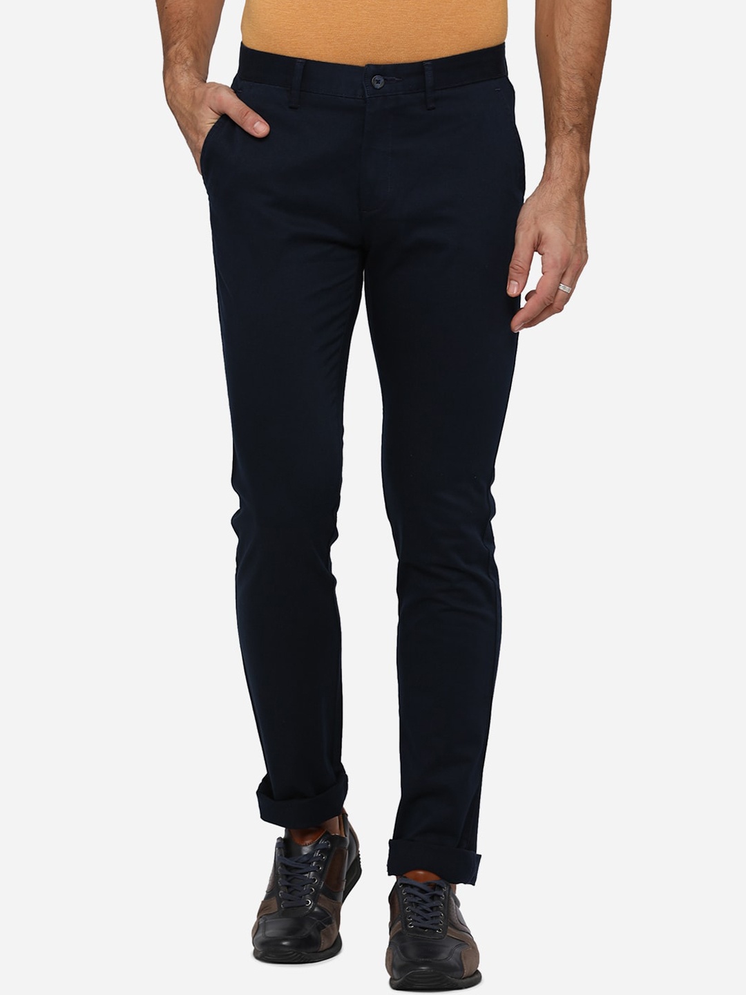 

Greenfibre Men Navy Blue Slim Fit Chinos Trousers