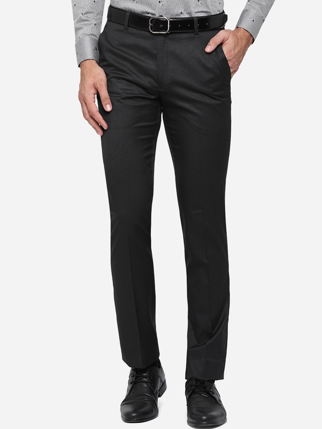 

Greenfibre Men Charcoal Grey Slim Fit Formal Trousers