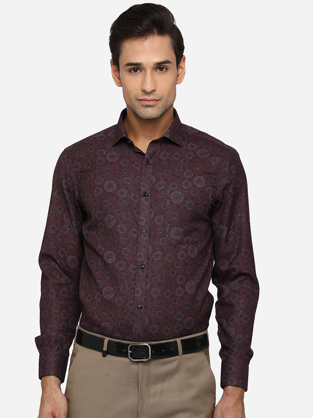 

Greenfibre Men Brown Slim Fit Floral Opaque Printed Formal Shirt