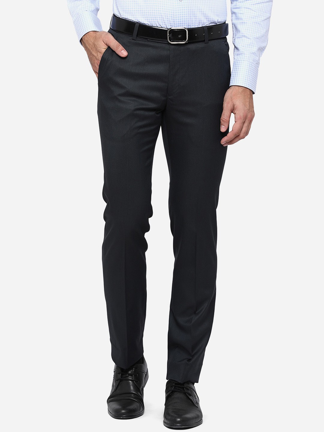 

Greenfibre Men Blue Slim Fit Formal Trousers