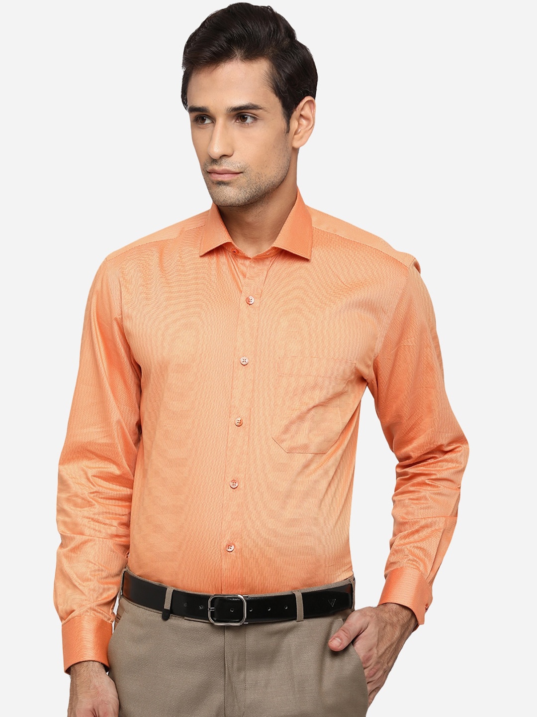

Greenfibre Men Orange Opaque Formal Shirt