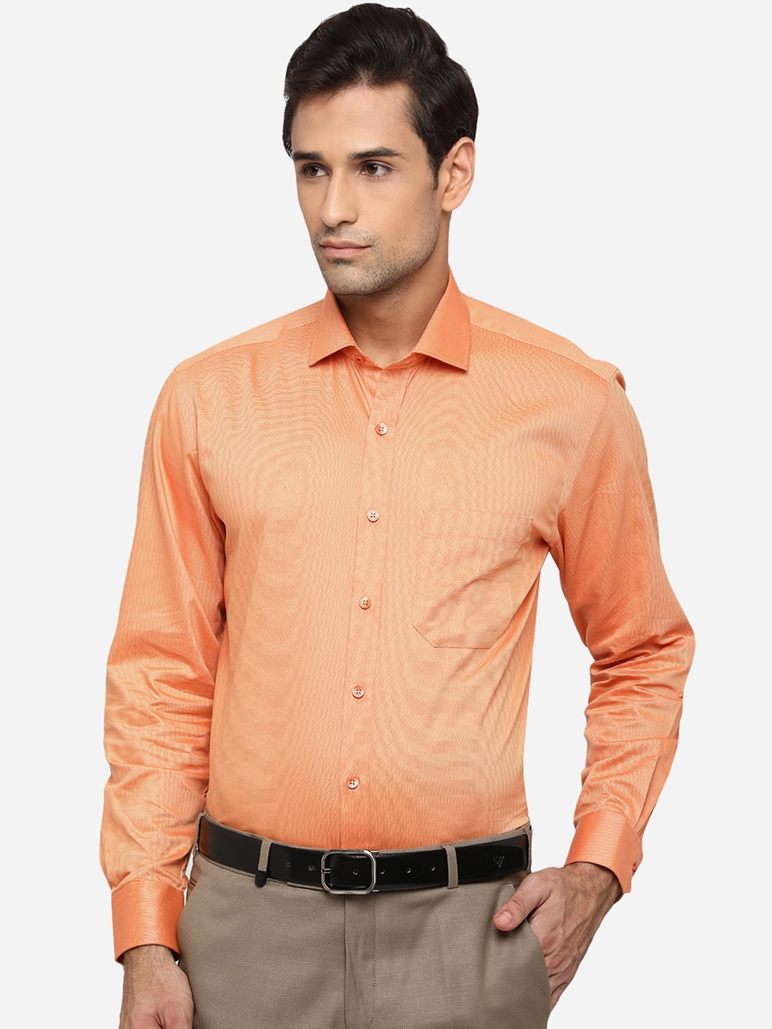 

Greenfibre Men Orange Opaque Formal Shirt