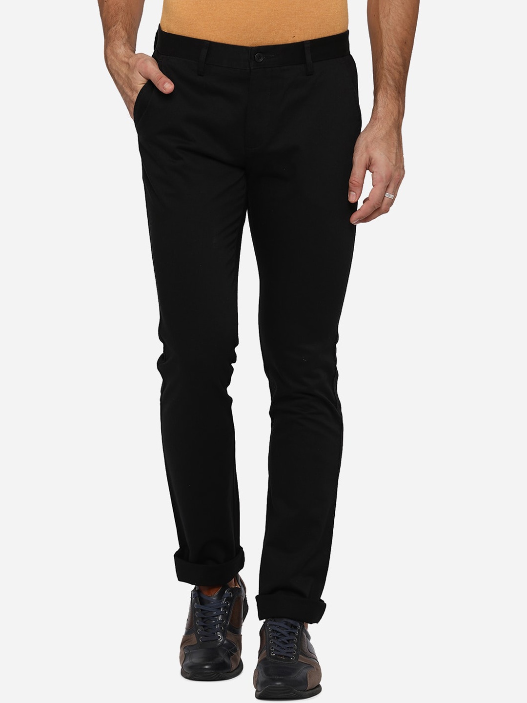 

Greenfibre Men Pure Cotton Black Slim Fit Trousers