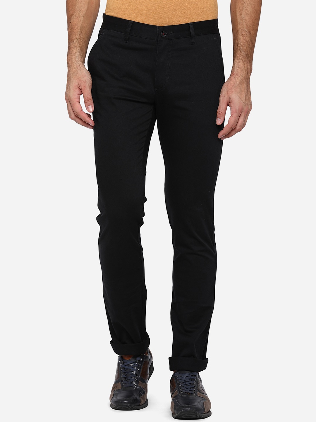 

Greenfibre Men Black Slim Fit Pure Cotton Chinos Trousers