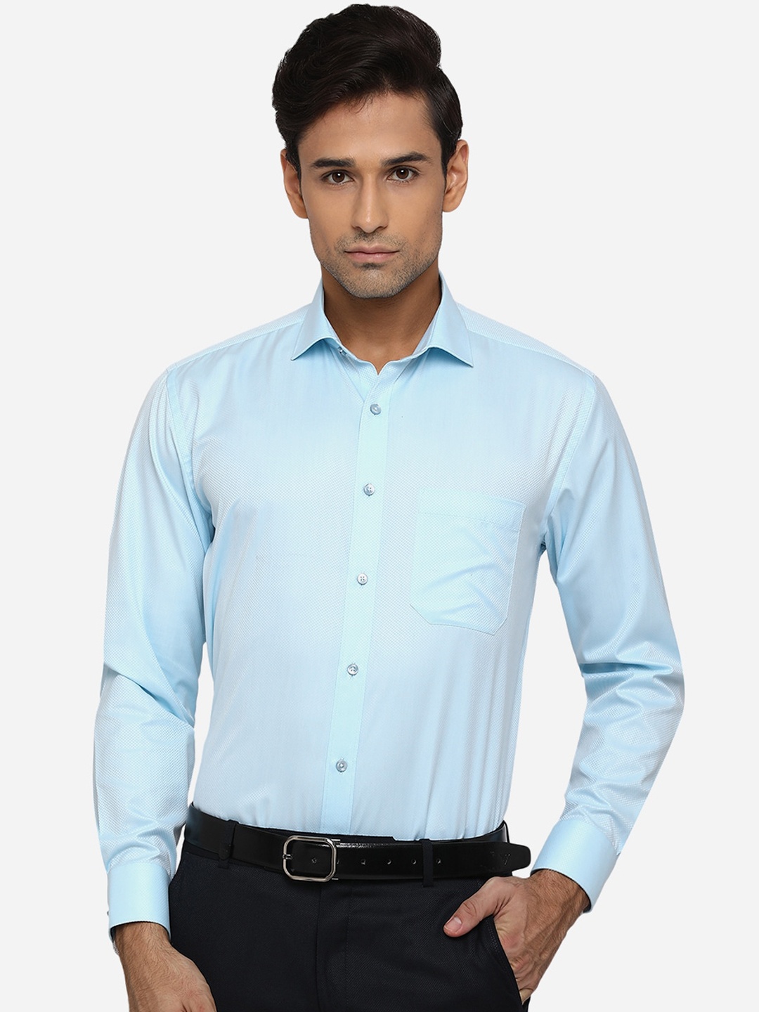 

Greenfibre Men Blue Opaque Formal Shirt