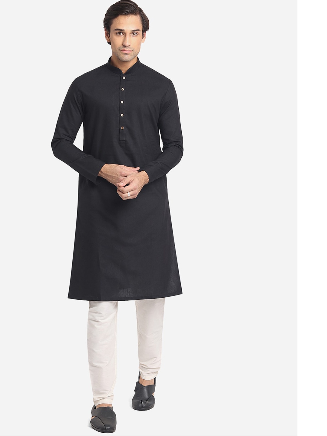 

Greenfibre Men Black Pure Cotton Kurta