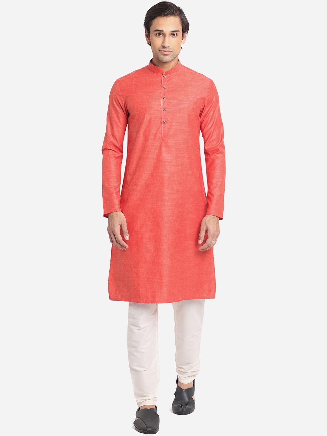 

Greenfibre Men Coral Pure Cotton Kurta