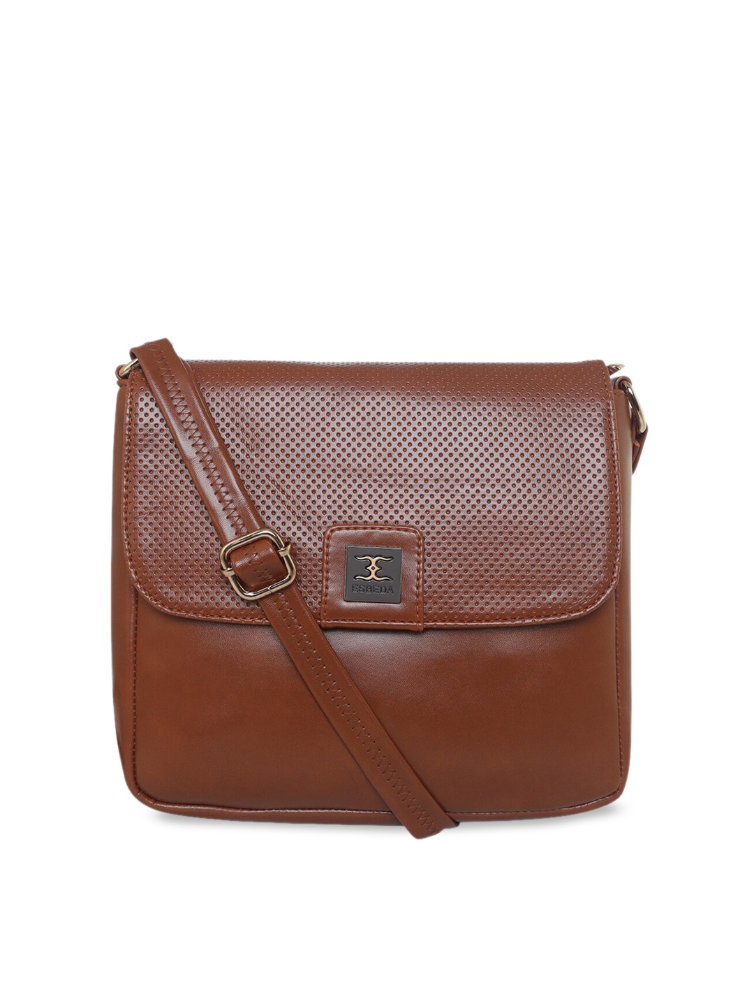 

ESBEDA Tan Brown Textured Structured Sling Bag
