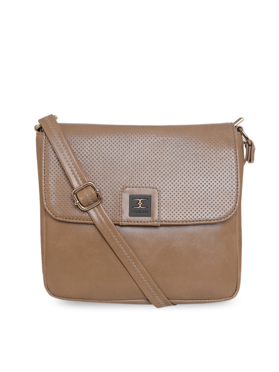 

ESBEDA Brown Textured PU Structured Sling Bag with Tasselled