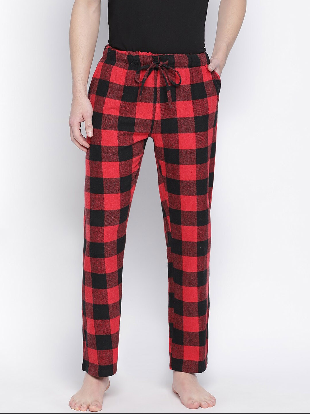 

Oxolloxo Men Red & Black Checked Lounge Pants