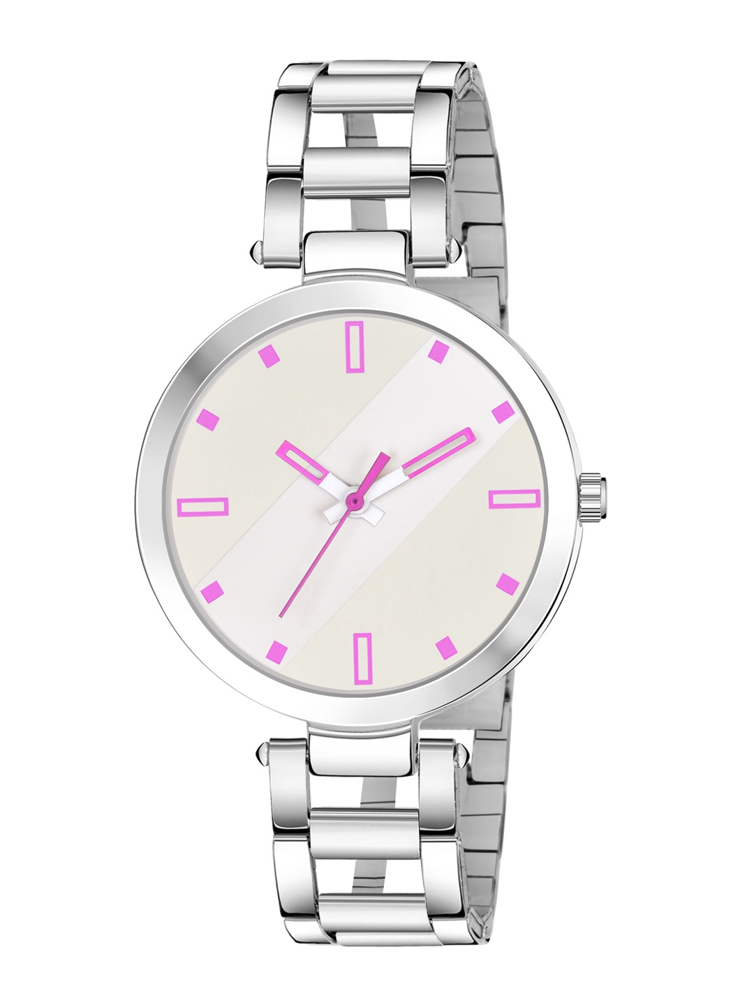 

PERCLUTION ENTERPRISE Women Pink Dial & Silver Toned Stainless Steel Bracelet Style Straps Analogue Watch