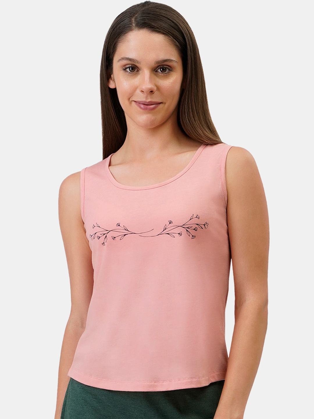 

Amante Women Pink Printed Tank Lounge T-shirt