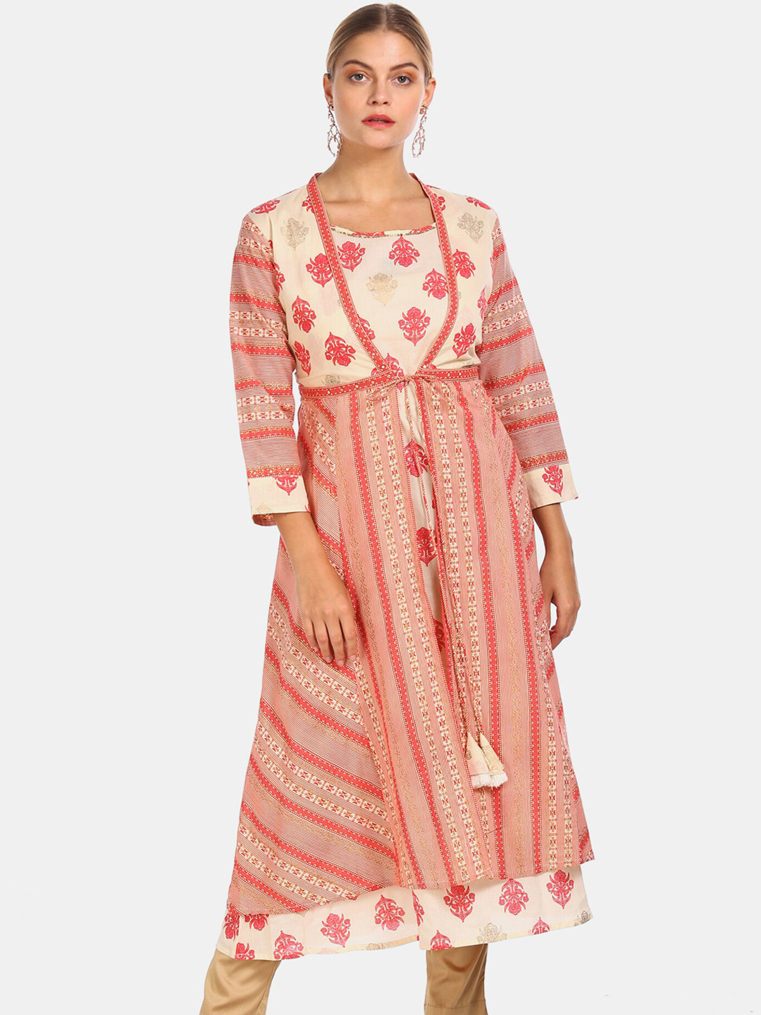 

Anahi Women Beige Floral Printed Kurta