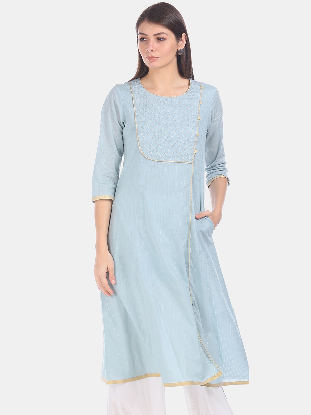 

Anahi Women Blue Chikankari Kurta