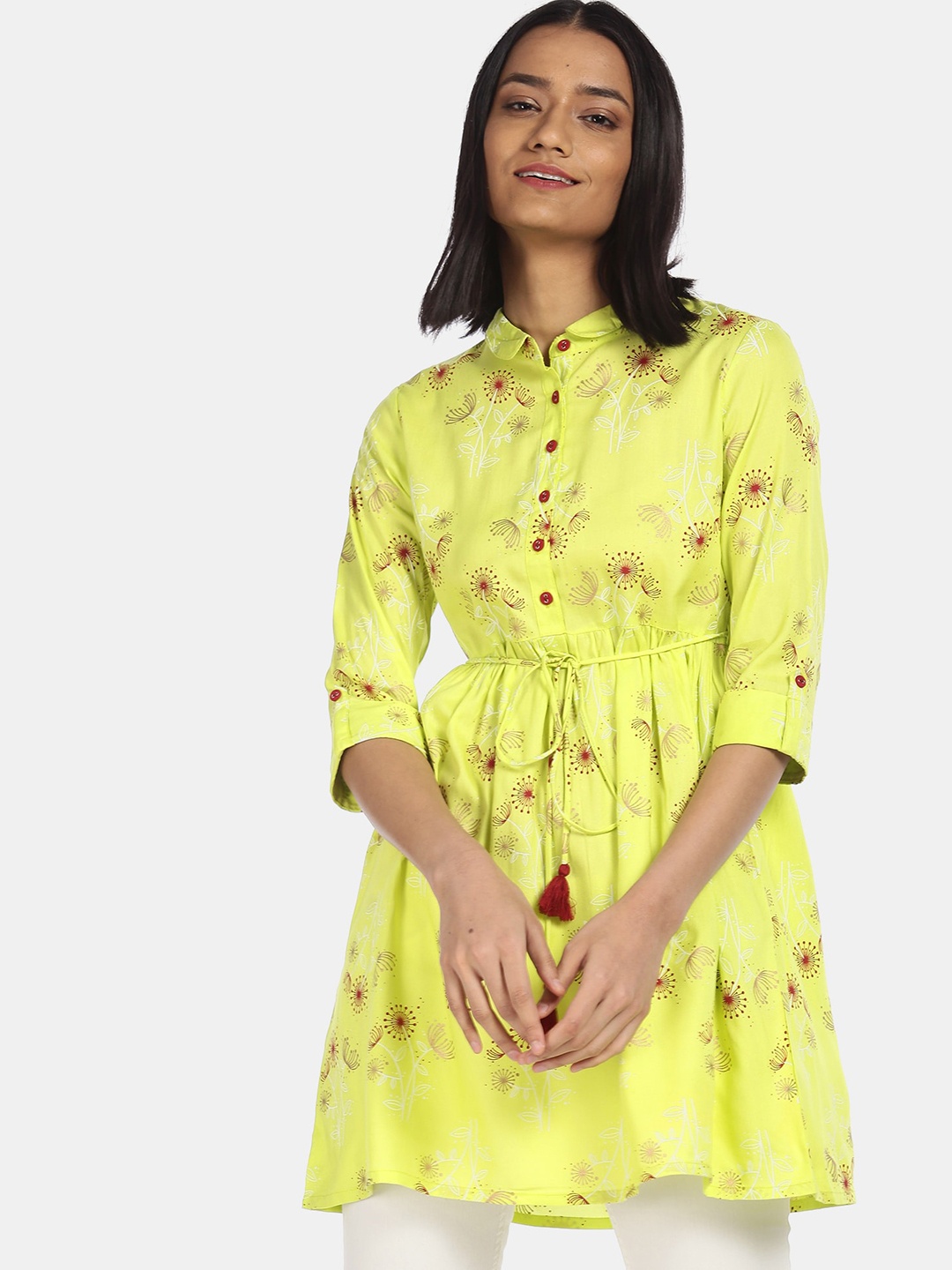 

Karigari Women Green Floral Print Kurta