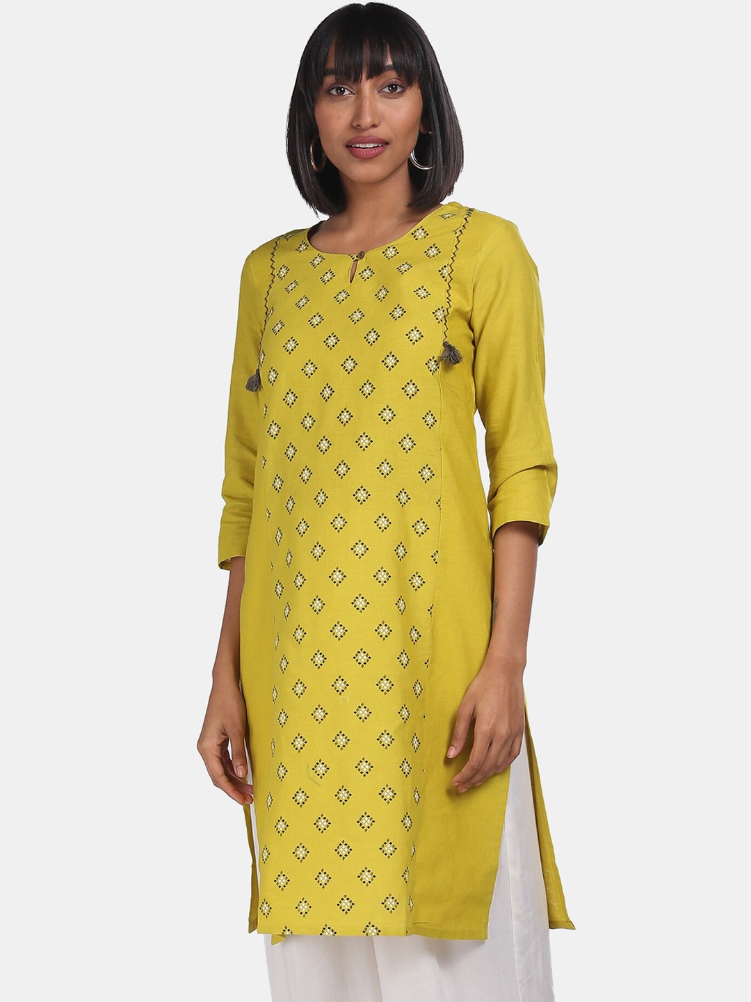 

Karigari Women Green Geometric Print Kurta
