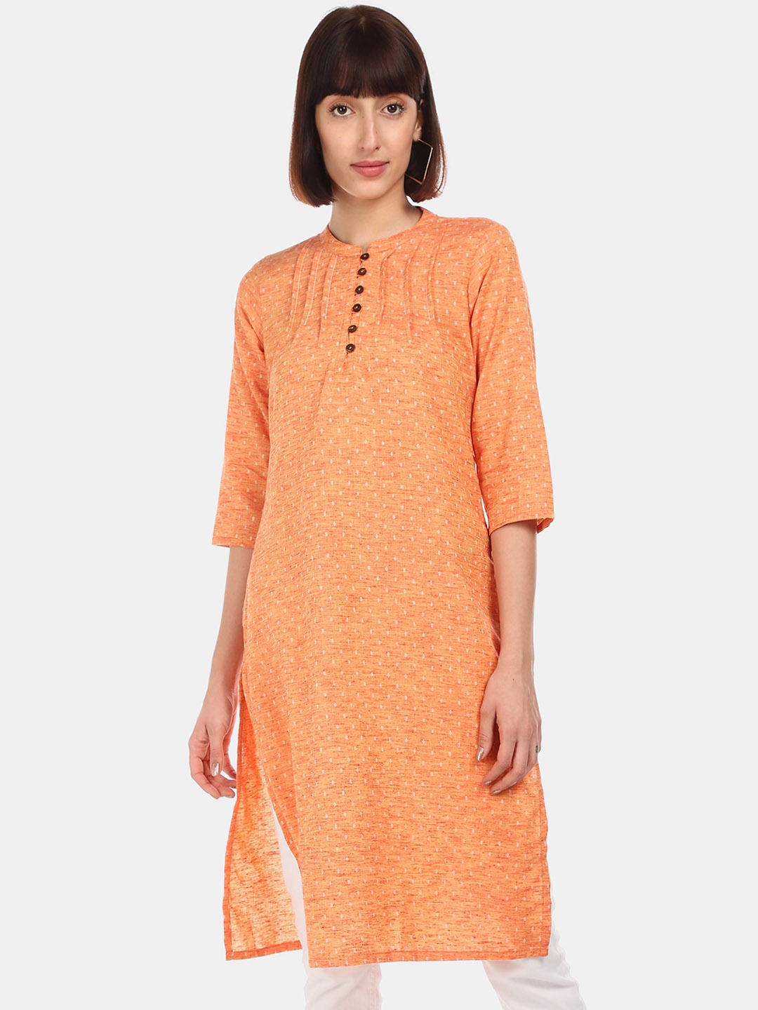 

Karigari Women Orange Geometric Print Kurta