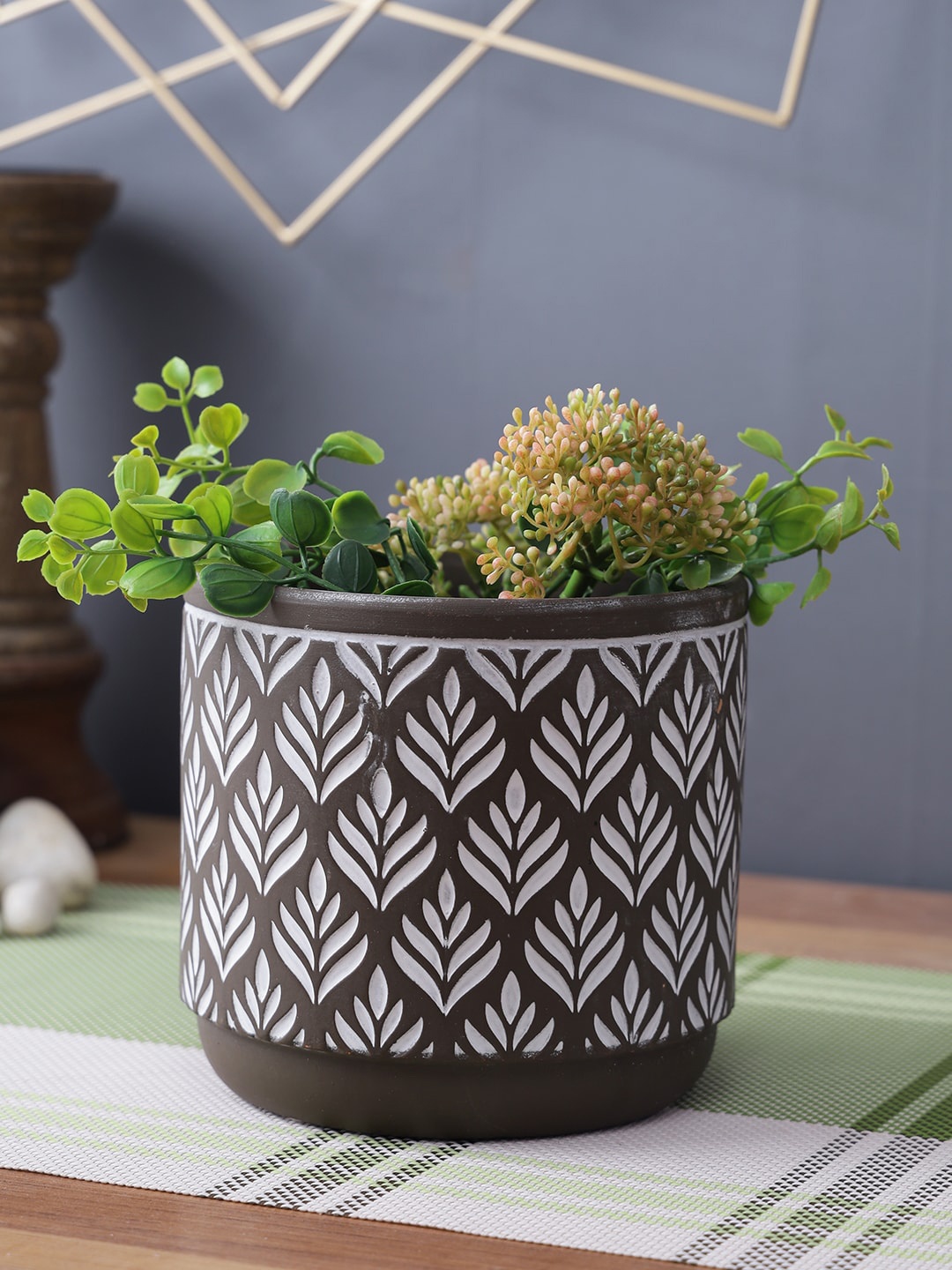 

TAYHAA Brown & White Printed Ceramic Planter