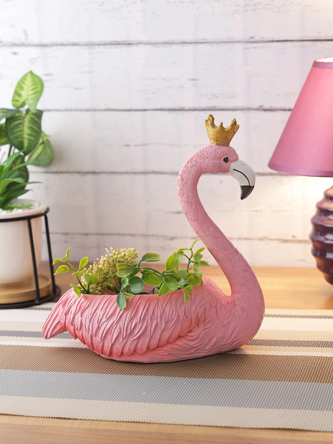 

TAYHAA Pink Flamingo-Shaped Ceramic Planter
