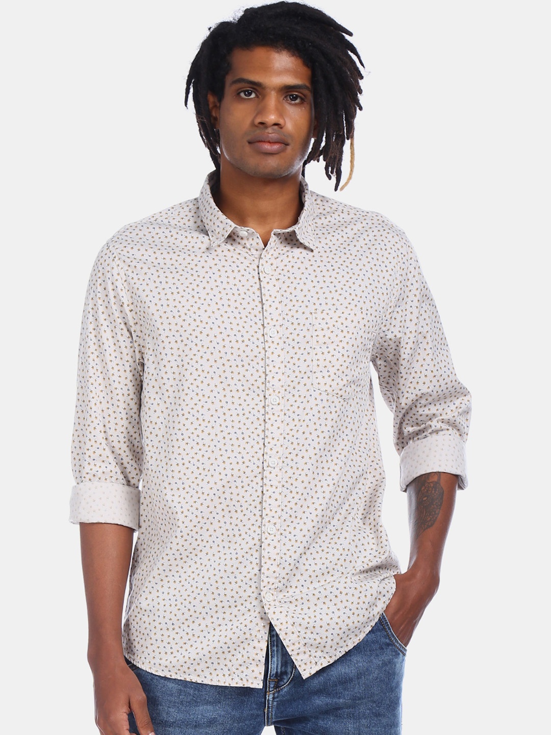 

Ruggers Men White Floral Opaque Printed Casual Shirt