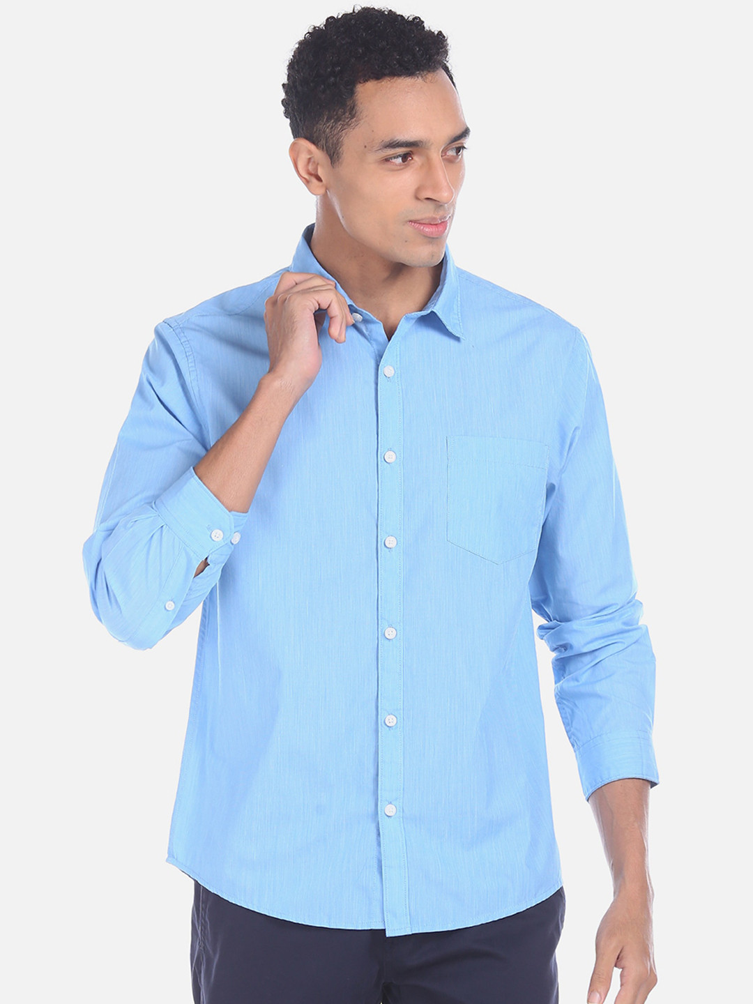 

Ruggers Men Blue Opaque Casual Shirt