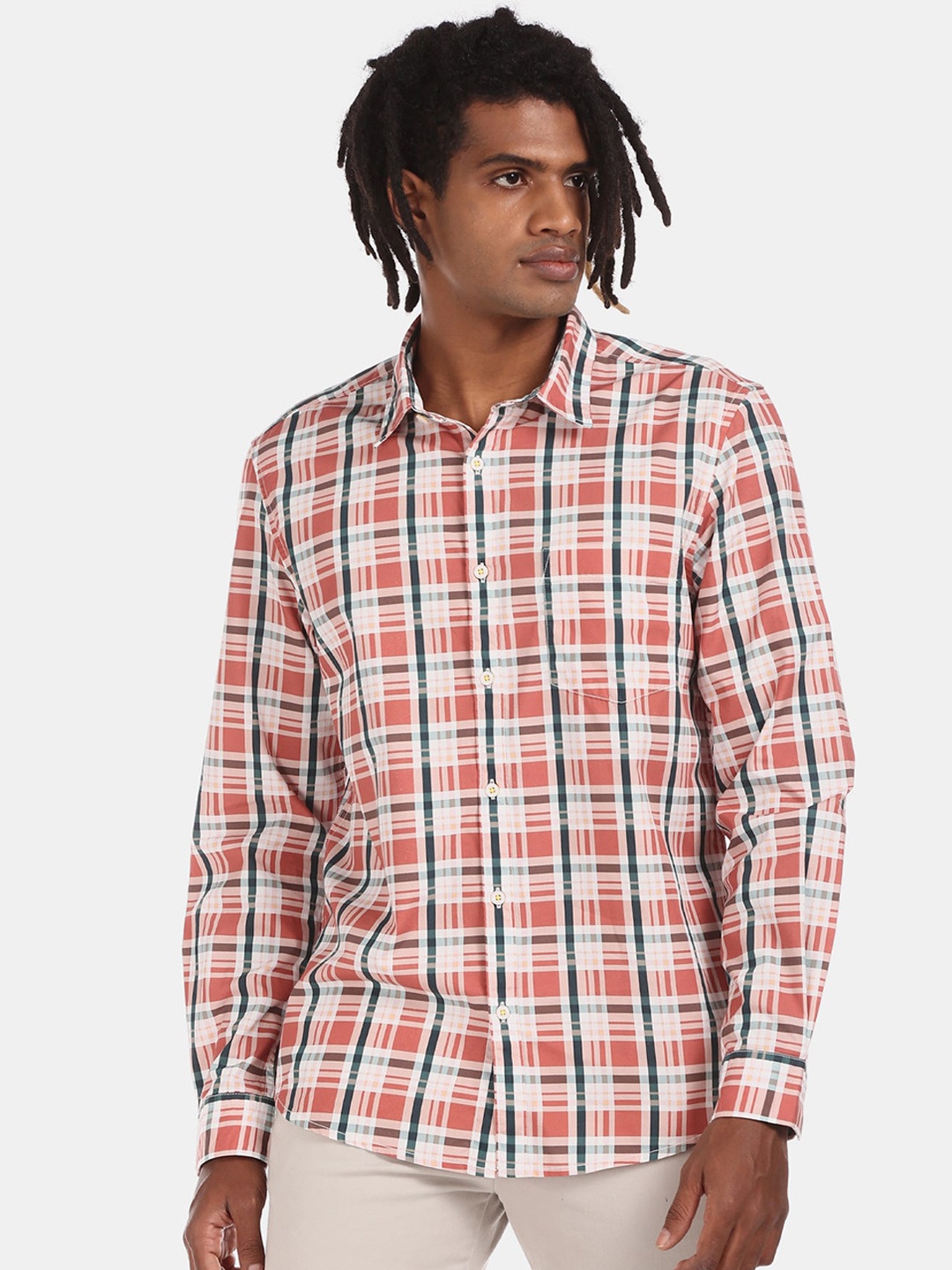 

Ruggers Men Multicoloured Tartan Checks Opaque Checked Casual Shirt, Multi