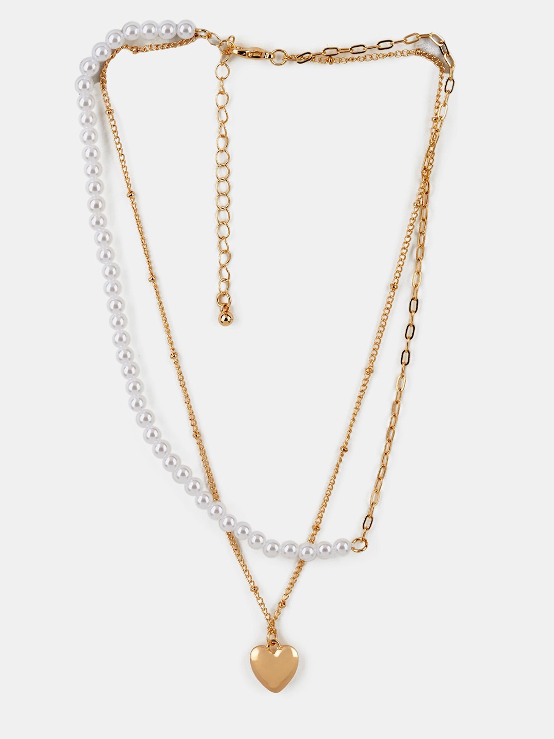 

20Dresses Gold-Toned & White Pearls Layered Necklace