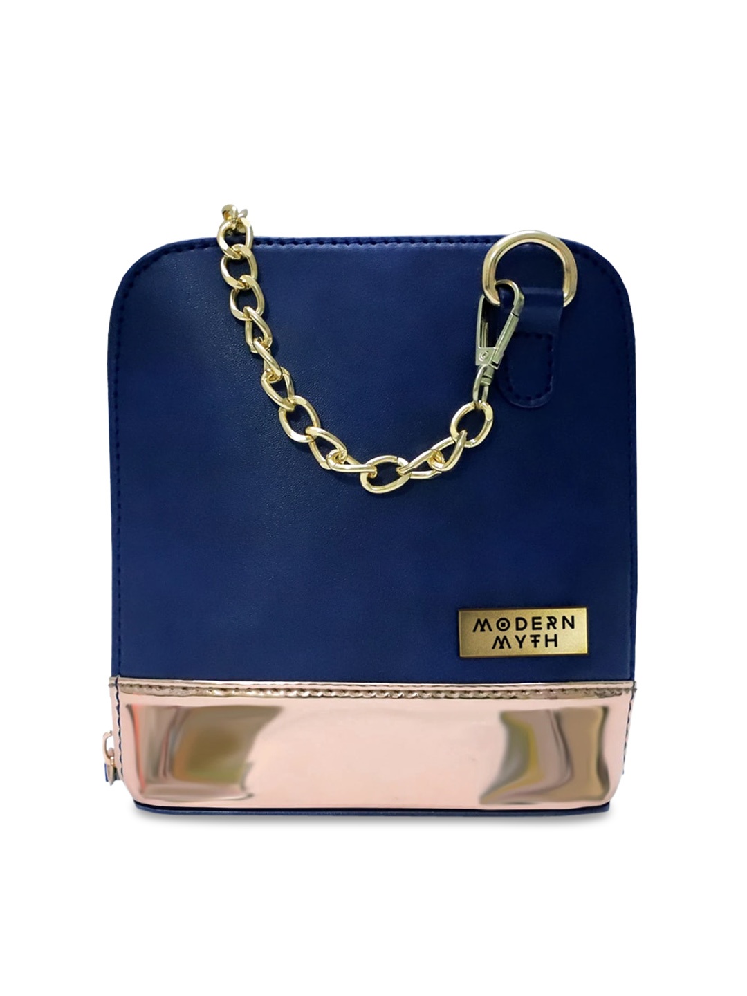 MODERN MYTH Blue Colourblocked PU Structured Sling Bag